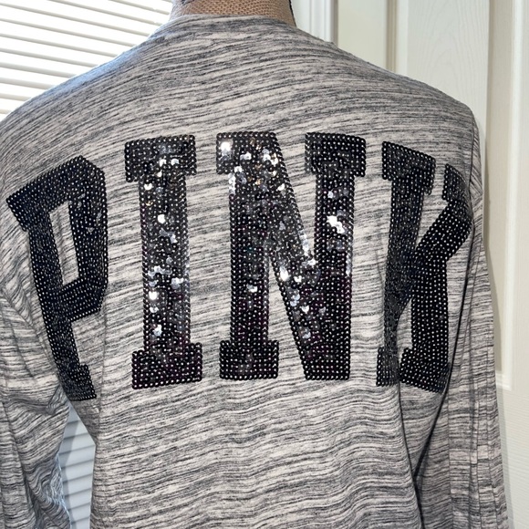 PINK Victoria's Secret Tops - PINK Victoria's Secret Gray Long Sleeve Top